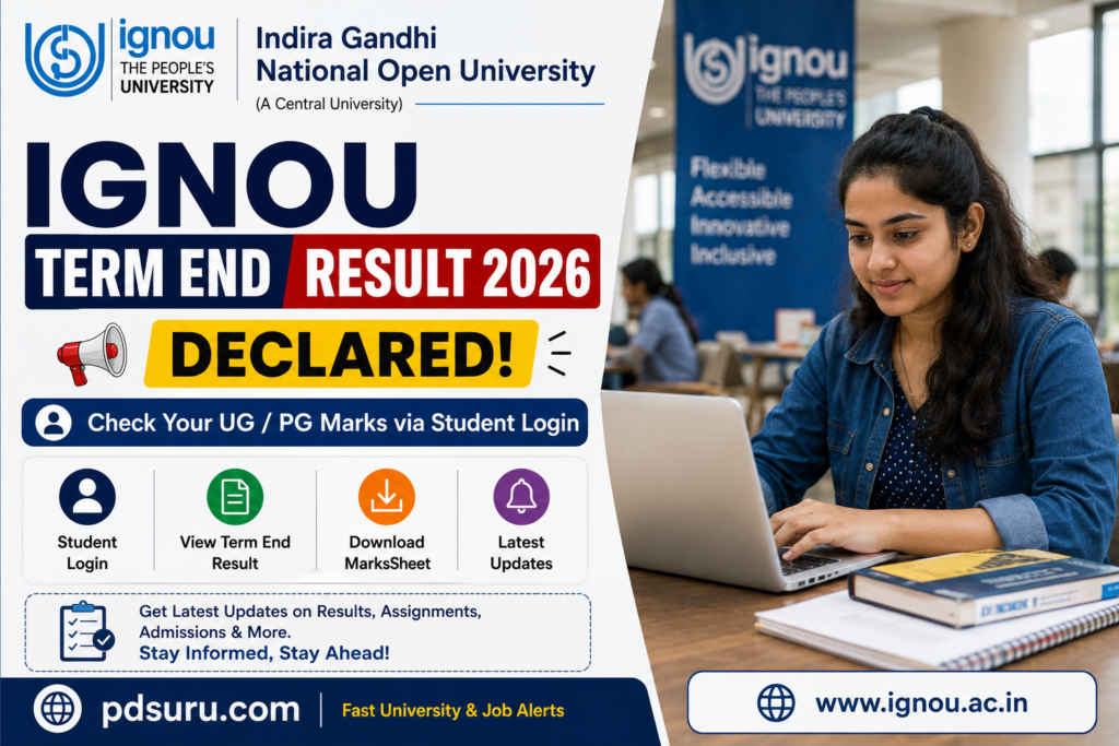IGNOU Term End Result 2026 online