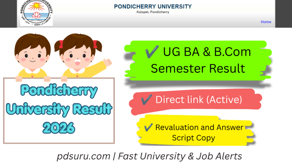 Pondicherry University Result 2026