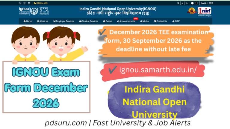 IGNOU Exam Form December 2026